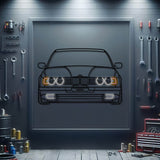 E34 Front View Metal Neon Car Wall Art