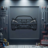 Corvette C8 Front View Metal Neon Car Wall Art