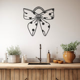 Spotted Ribbon Detailed Ornament Metal Wall Art