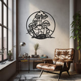 Mushrooms Inside The Circle Metal Wall Decor