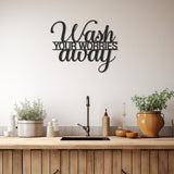 Wash Your Worries Away Written Metal Wall Decor