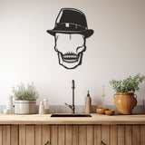 Skull With Hat Metal Wall Art