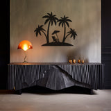 Coconut Tree And Umbrella Metal Wall Art