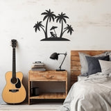 Coconut Tree And Umbrella Metal Wall Art