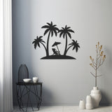 Coconut Tree And Umbrella Metal Wall Art
