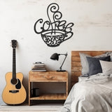 Emtal Wall Decor With Coffe Written On The Silhouette Of A Cup