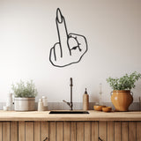 Fuck, Middle Finger Line Art Metal Wall Art