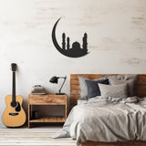 Mosque Silhouette Metal Wall Art On The Moon