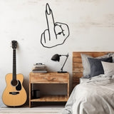 Fuck, Middle Finger Line Art Metal Wall Art