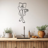 Book Coffee Woman Line Art Metal Wall Art