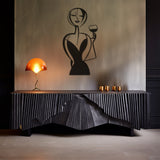 Female Figure Drinking Wine Metal Wall Art