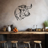 Geometric Bull Figure Line Art Metal Wall Art