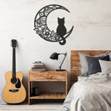 Cat Sitting On The Moon Metal Wall Art Decor