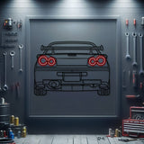 GT-R R34 Back View Metal Neon Car Wall Art