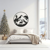 Rustic Mountain Scene Metal Wall Art, Outdoor Nature Inspired Decor