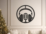 Modern Headphones Wall Art, Metal Music Decor