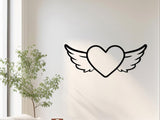 Winged Heart Metal Wall Art for Romantic Decor, Bedroom - Love Symbol