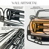 Corvette C8 Back View Metal Neon Car Wall Art